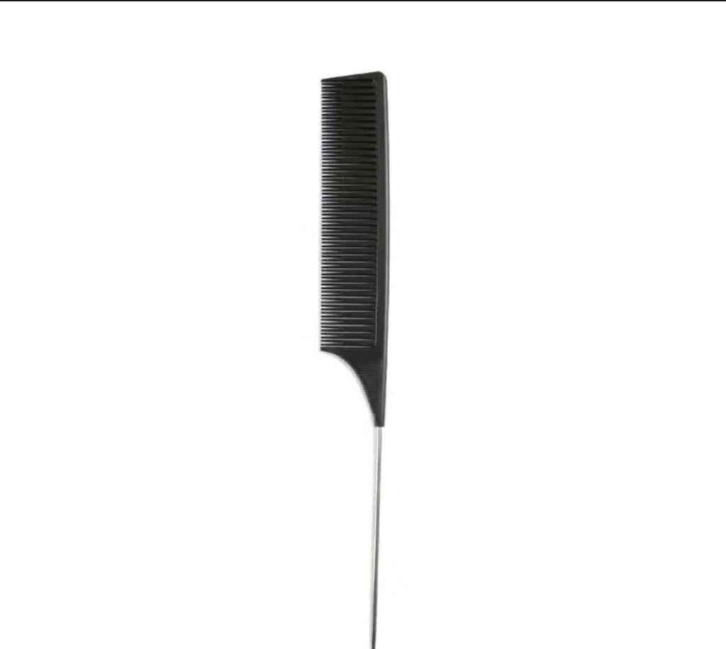 Professional Hair Tail Comb Salon Cut Comb Styling Stainless Steel Spiked Black Fine-tooth Metal Pin Anti-static Style