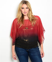 WINE BLACK WITH GOLD SHIMMER PLUS SIZE TOP