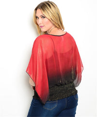 WINE BLACK WITH GOLD SHIMMER PLUS SIZE TOP