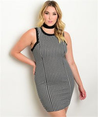 BLACK WHITE PLUS SIZE DRESS