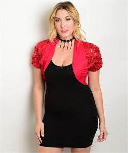 RED W/ SEQUINS PLUS SIZE VEST