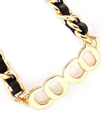 NECKLACE / PENDANT / COCO PRINT / FUAX LEATHER / METAL CASTING / CURB CHAIN / LOBSTER CLASP