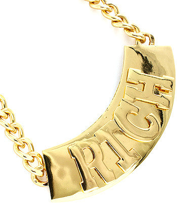 NECKLACE / PENDANT / PHRASES / RICH / METAL CASTING / LOBSTER CLASP