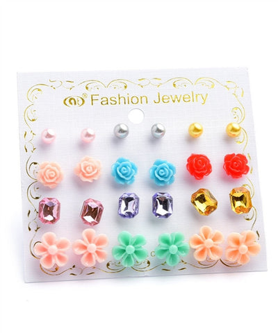 PEARL GEM & FLOWER SHAPE EARRINGS