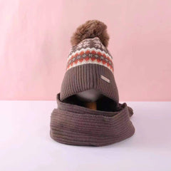 Sweater Hat W/Scarf Attached