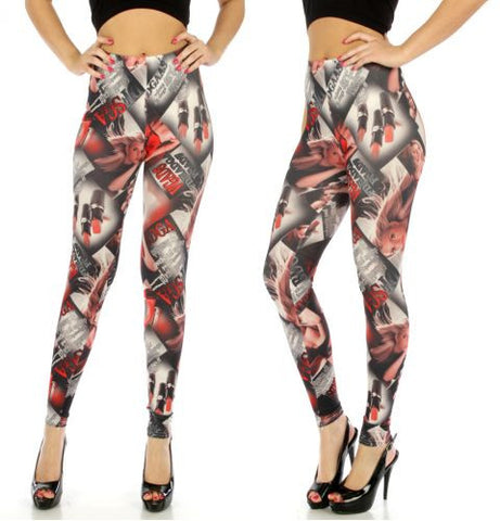 Lipstick print cotton blend Leggings