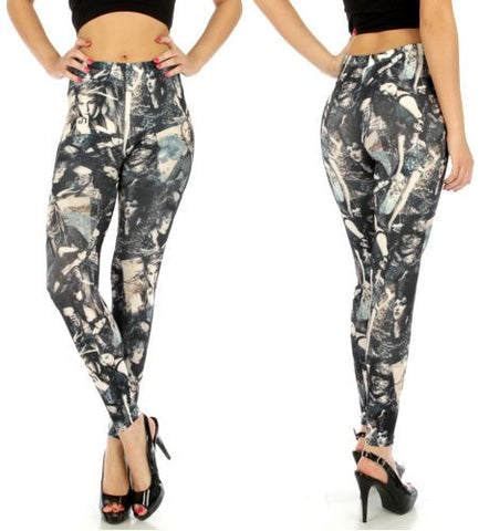 Lady print cotton blend leggings