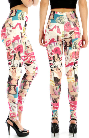 Red Lips & Shoes Print Leggings