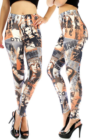 Magazine Cover Print Leggings